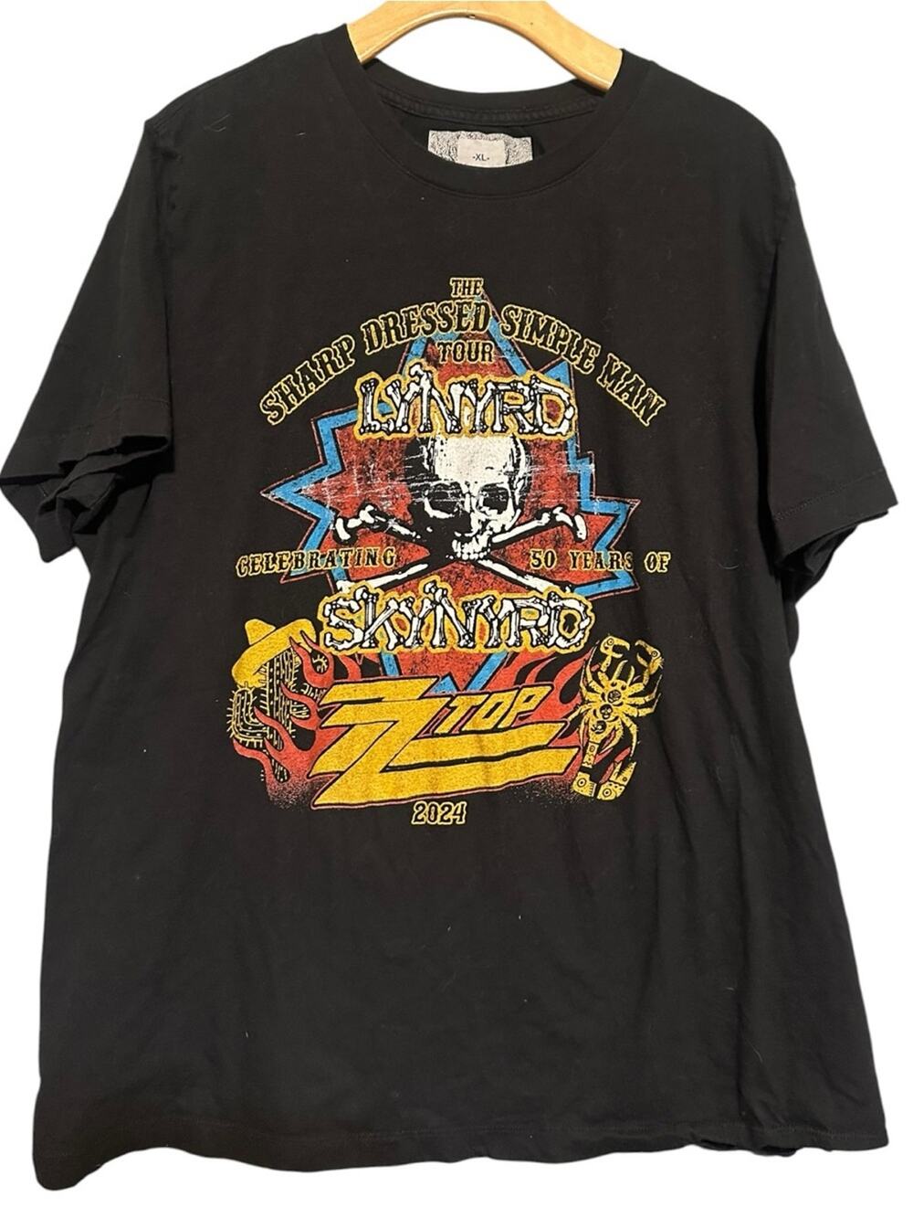 Lynyrd Skynyrd ZZ Top Men’s Size XL Sharp Dressed Simple Man Tour Tee T-Shirt
